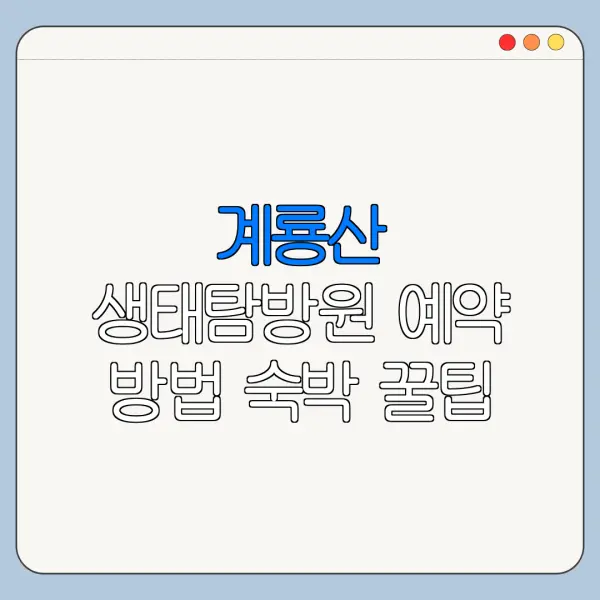 계룡산 생태탐방원 예약 방법 숙박 꿀팁 바로가기