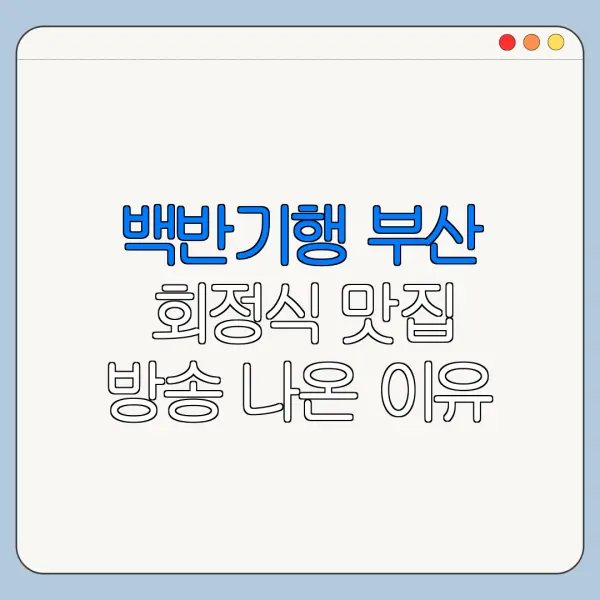 백반기행 부산 회정식 맛집 방송 나온 이유 맛집 포인트 정리
