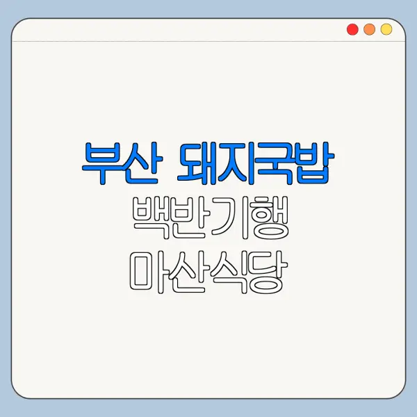 부산 돼지국밥 백반기행 마산식당 수육백반 총정리