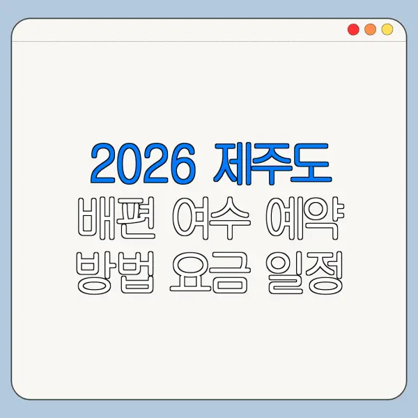2026 제주도 배편 여수 예약 방법 요금 일정 한눈에 보기