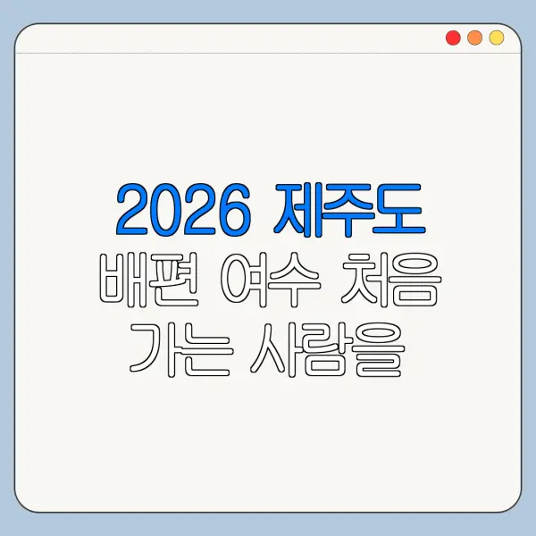 2026 제주도 배편 여수 처음 가는 사람을 위한 이용 꿀팁