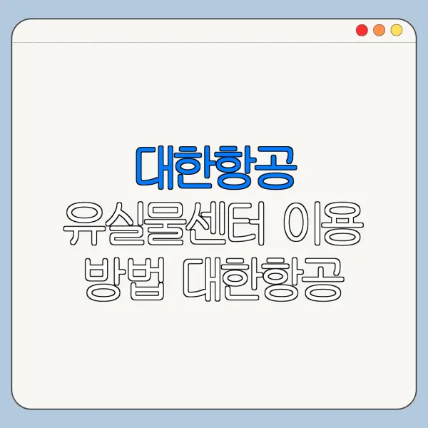 대한항공 유실물센터 이용 방법 대한항공 기내 분실 대한항공 공항 신고 절차 바로가기