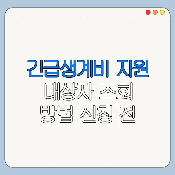 긴급생계비 지원 대상자 조회 방법 신청 전 확인사항