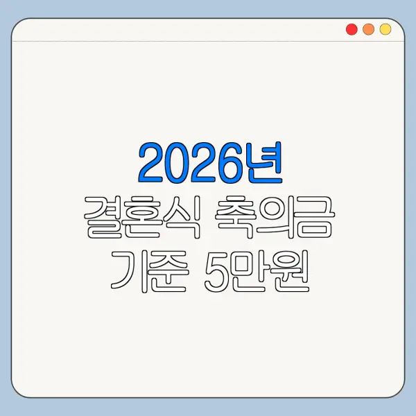 2026년 결혼식 축의금 기준 5만원 10만원 20만원 상황별 기준