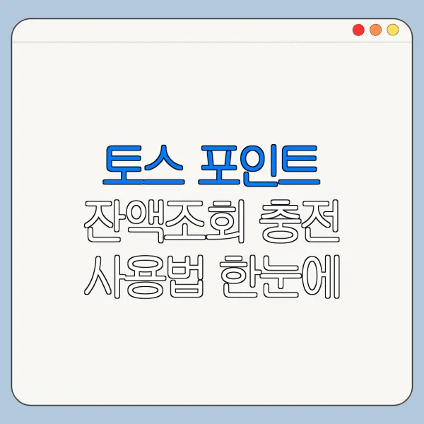 토스 포인트 잔액조회 충전 사용법 한눈에 보기