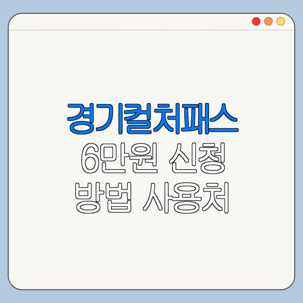 경기컬처패스 6만원 신청 방법 사용처 조회 충전 결제 방법 총정리