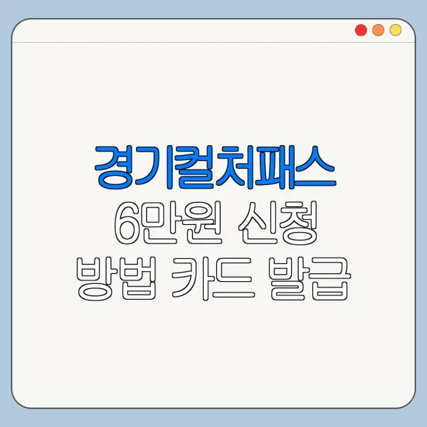 경기컬처패스 6만원 신청 방법 카드 발급 조건 실적 혜택 비교