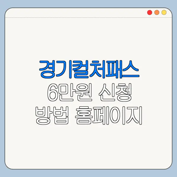 경기컬처패스 6만원 신청 방법 홈페이지 앱 바로가기 신청 절차