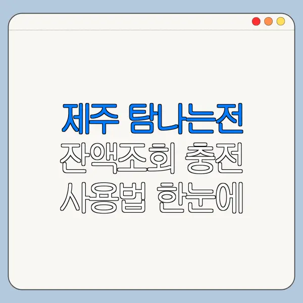 제주 탐나는전 잔액조회 충전 사용법 한눈에 보기