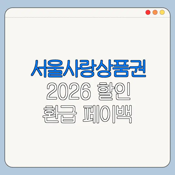 서울사랑상품권 2026 할인 환급 페이백 받는 방법 정리