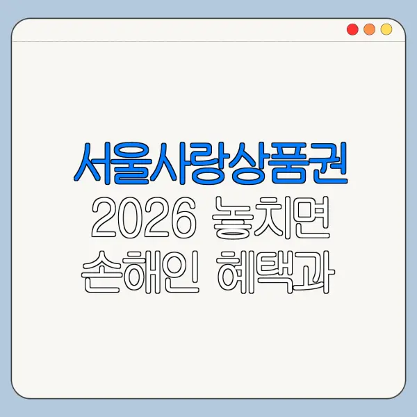 서울사랑상품권 2026 놓치면 손해인 혜택과 신청방법