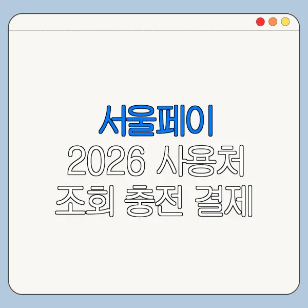 서울페이 2026 사용처 조회 충전 결제 방법 총정리